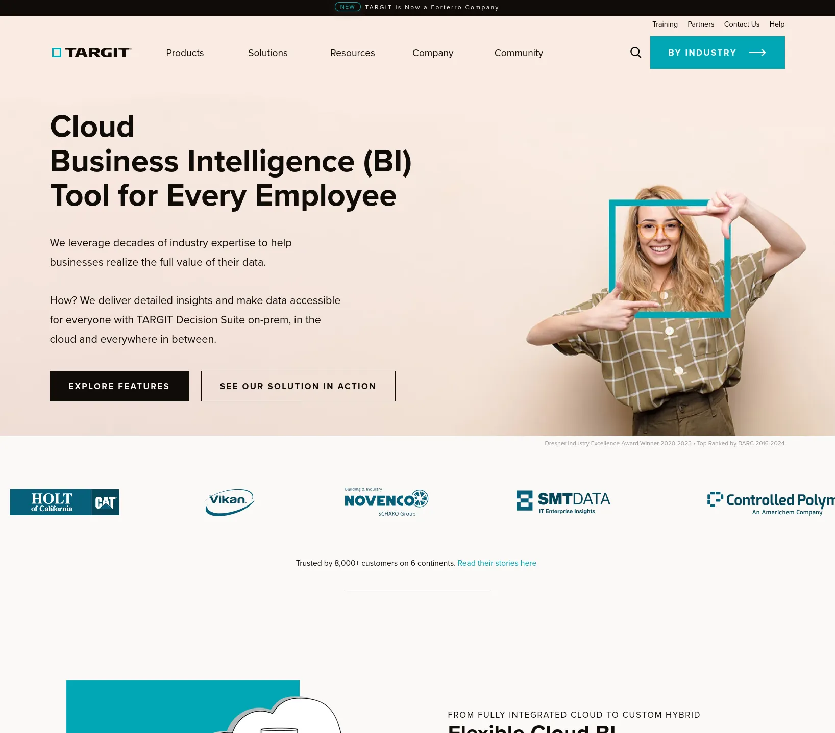 Screenshot of the TARGIT website